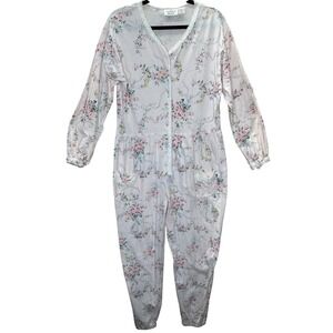 Victoria's Secret "Gold Label" pink floral sleep jumpsuit or romper M VTG Fairy